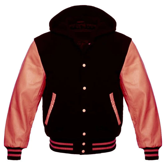 Black and Pink Varsity Hoodie Jacket