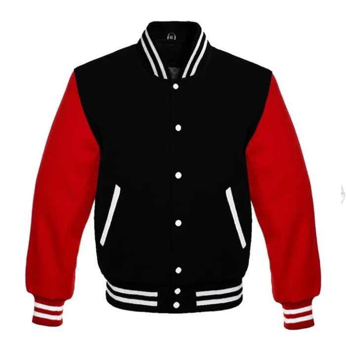 Black and Red All Wool Varsity Jacket