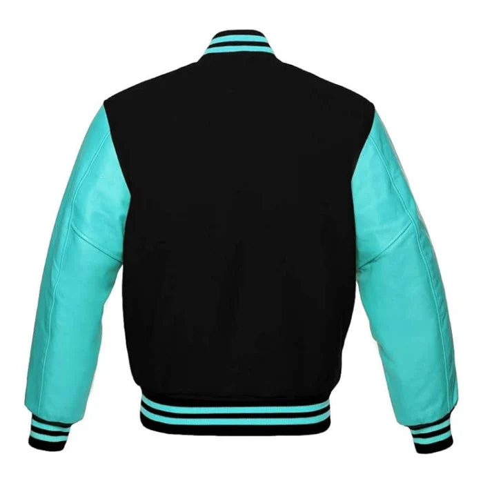 Black and Tiffany Varsity Jacket Back Side