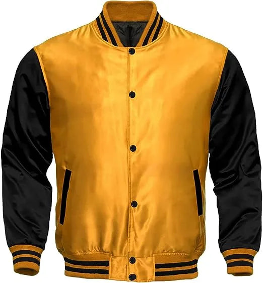 Yellow Satin Varsity Jacket