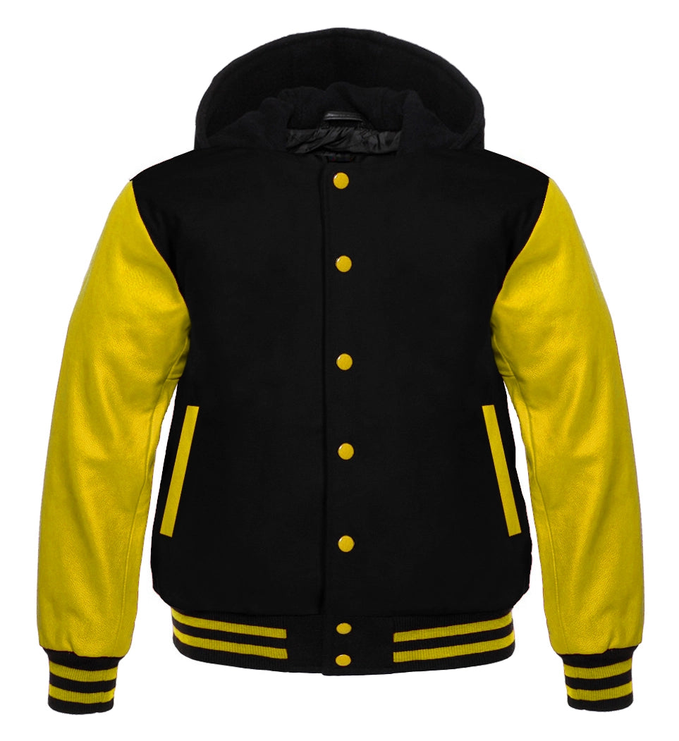 BLACK AND YELLOW HOODIE FOR WOMEN