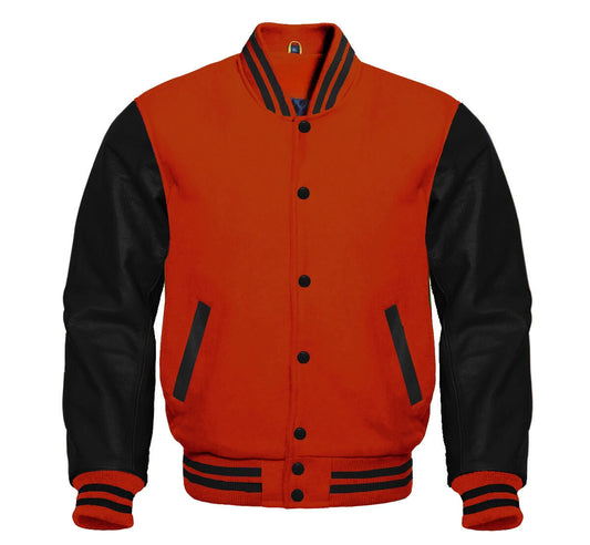 BLACK ORANGE VARSITY JACKET FOR KIDS