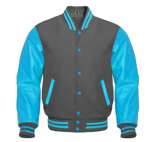 Blue and Grey Letterman Jacket