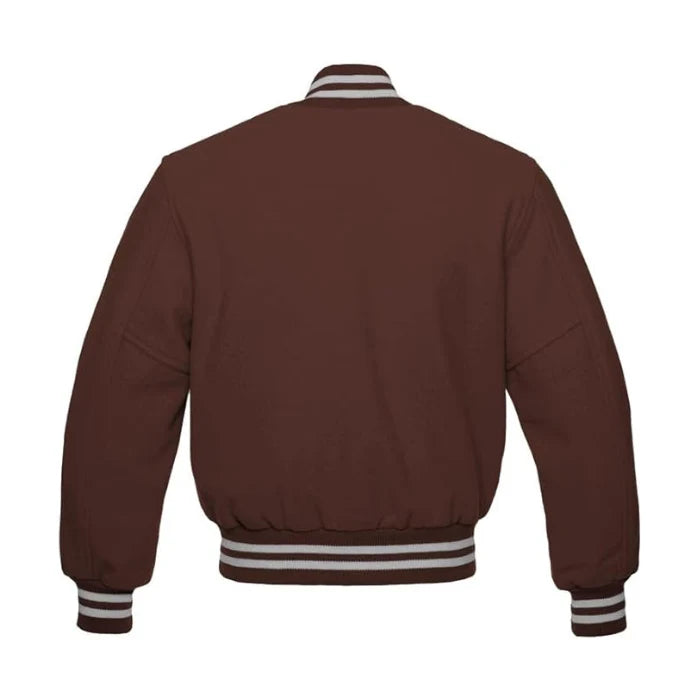 Brown All Wool Varsity Jacket Back Side