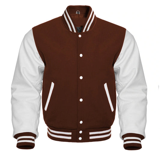 White and Brown Varsity Jacket