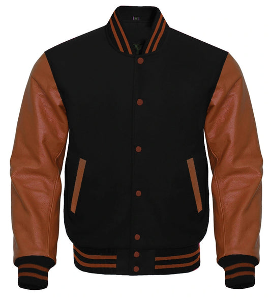 Brown And Black Varsity Jacket