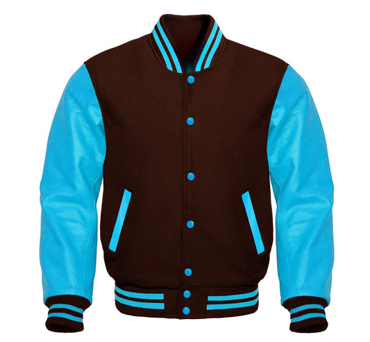  Brown and Blue Varsity Jacket