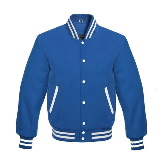 Cobalt Blue All Wool Varsity Jacket