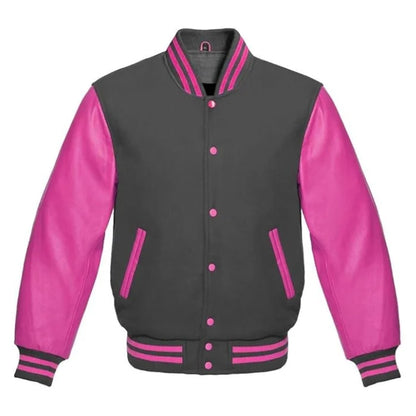 Dark Grey and Hot Pink Varsity Jacket