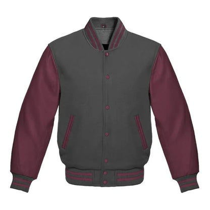 Dark Grey and Maroon Varsity Jacket