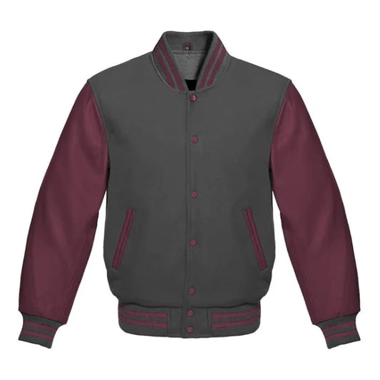 Dark Grey and Maroon Varsity Jacket