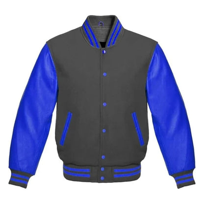 Dark Grey and Royal Blue Varsity Jacket