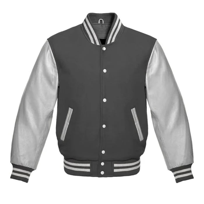 Dark Grey and Silver Varsity Jacket