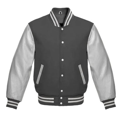 Dark Grey and Silver Varsity Jacket
