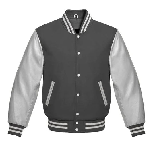 Dark Grey and Silver Varsity Jacket