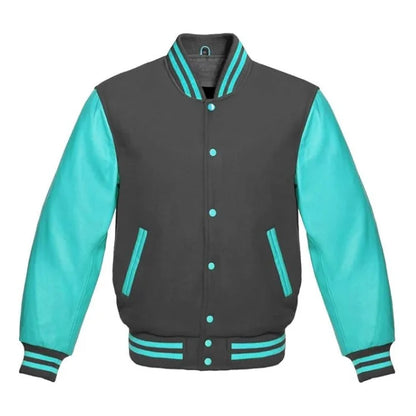 Dark Grey and Tiffany Varsity Jacket