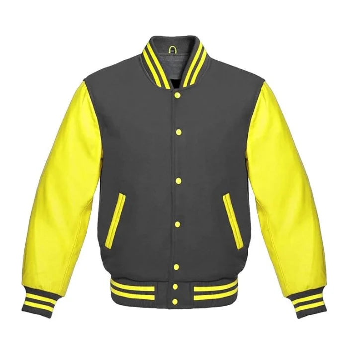 Dark Grey and Yellow Varsity Jacket