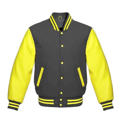 Dark Grey and Yellow Varsity Jacket