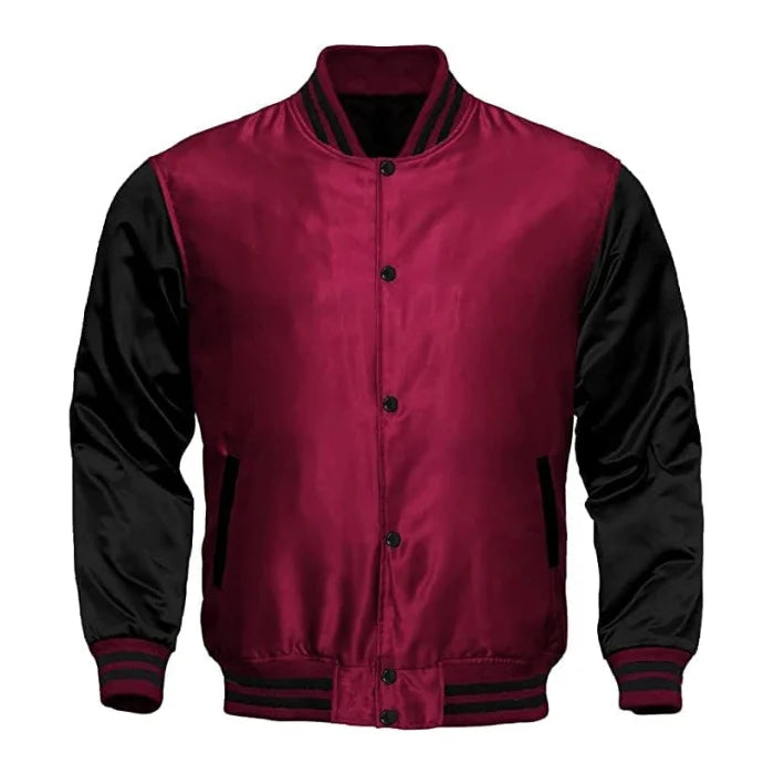 Dark Red and Black Satin Jacket