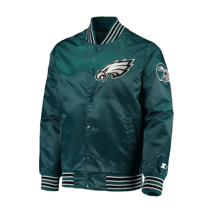 Diamond Retro Philadelphia Eagles Green Satin Jacket