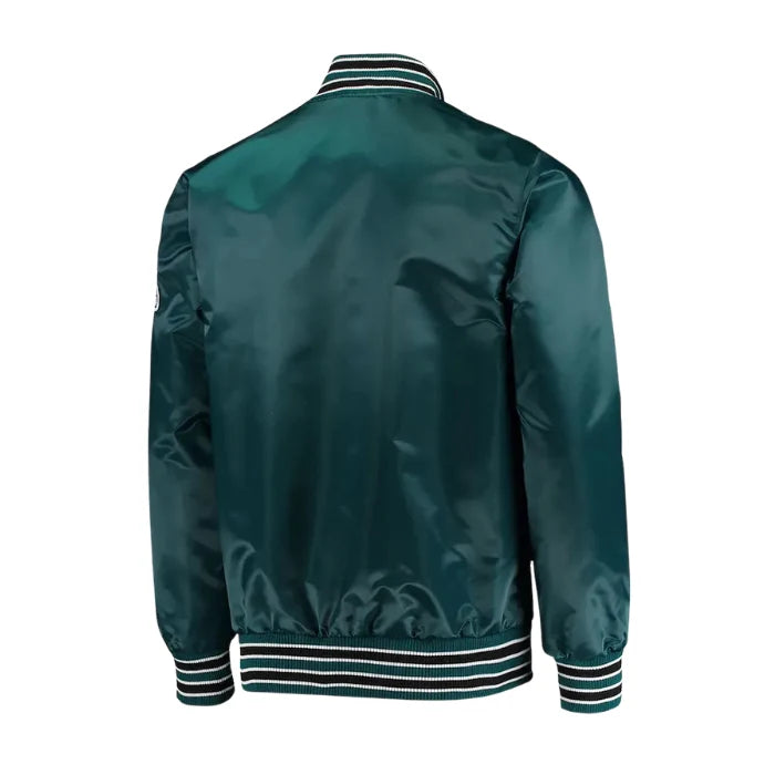Diamond Retro Philadelphia Eagles Green Satin Jacket Back Side