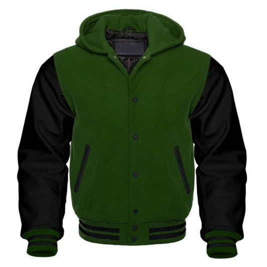 Forest Green and Black Varsity Hoodie