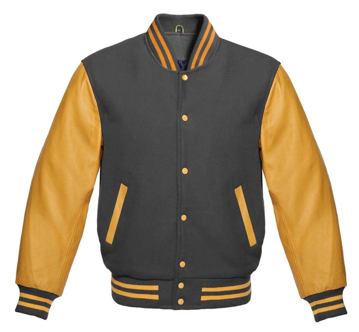 Gold and Dark Grey Letterman Jacket