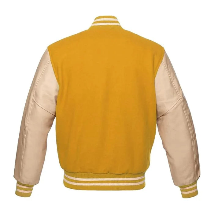 Gold and Cream Varsity Jacket Back Side