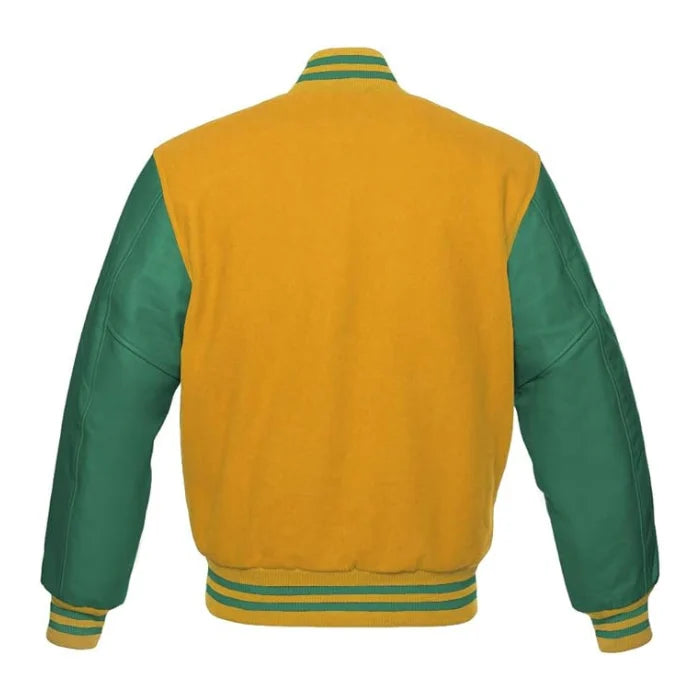 Gold and Green Varsity Jacket Back Side