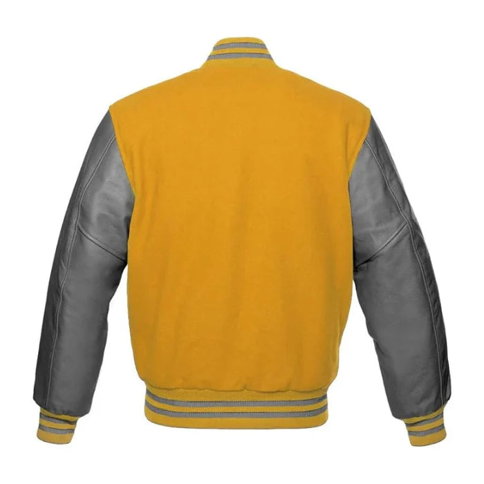 Gold and Grey Varsity Jacket Back Side