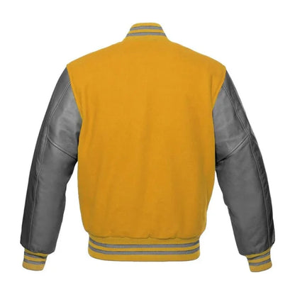 Gold and Grey Varsity Jacket Back Side
