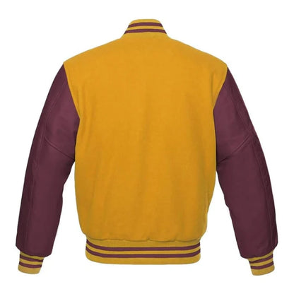 Gold and Maroon Varsity Jacket Back Side