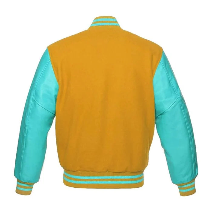 Gold and Tiffany Varsity Jacket Back Side