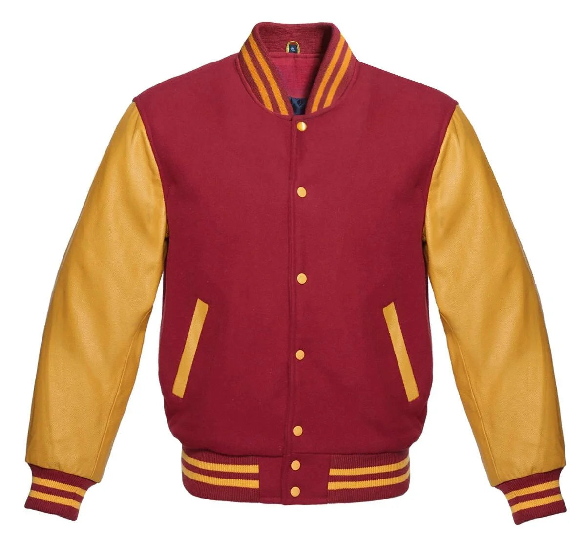 Gold and Wine Letterman Jacket