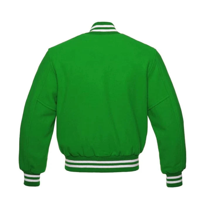 Green All Wool Varsity Jacket Back Side