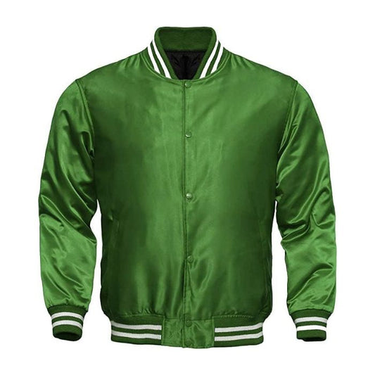 Green Silk Varsity Jacket