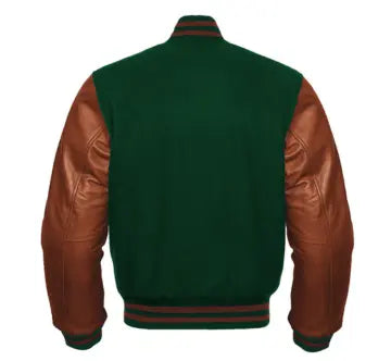 Green and Brown Varsity Jacket Back Side