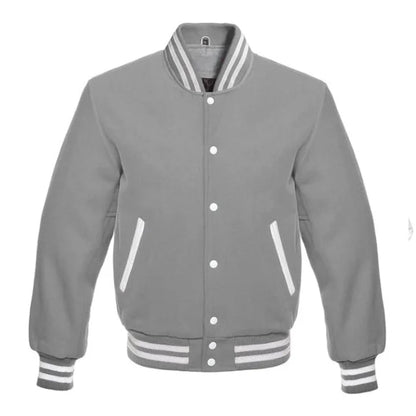 Grey All Wool Varsity Jacket