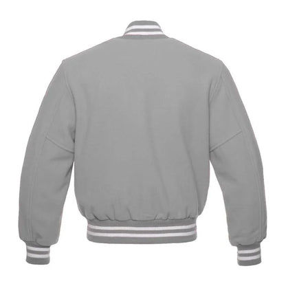 Grey All Wool Varsity Jacket Back Side