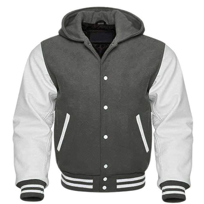 Grey and White Varsity Hoodie