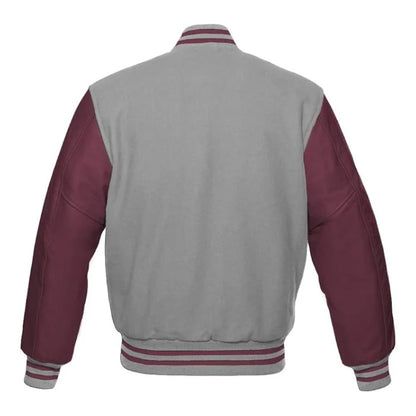 GREY AND MAROON VARSITY JACKET