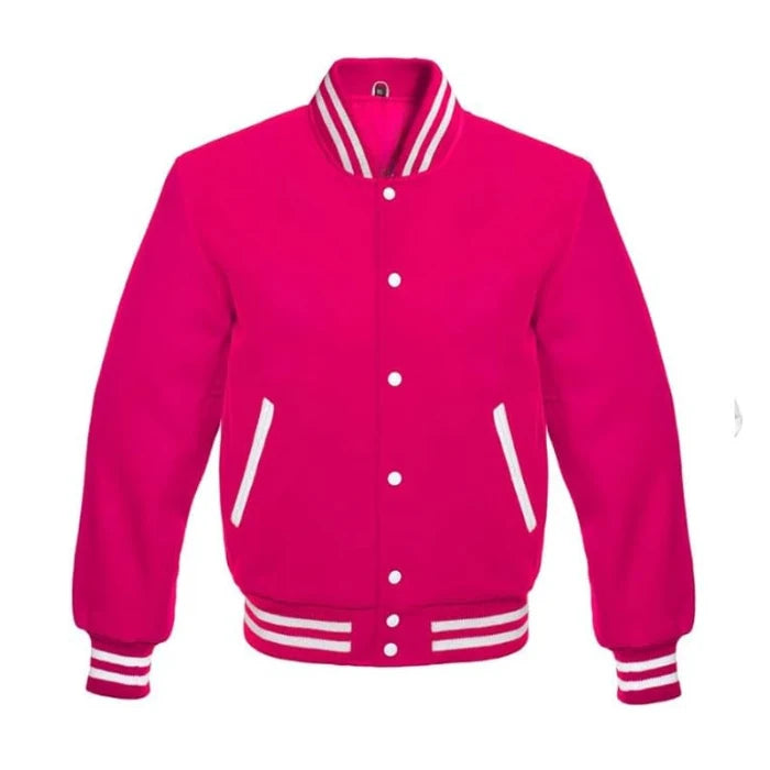 Hot Pink All Wool Varsity Jacket