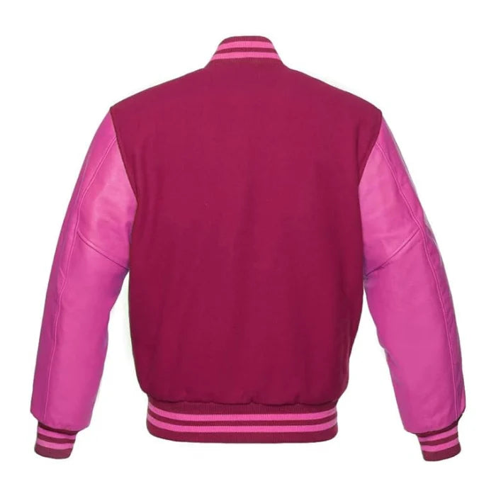 Hot Pink Letterman Jacket Back Side