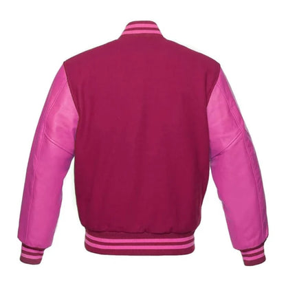 Hot Pink Letterman Jacket Back Side
