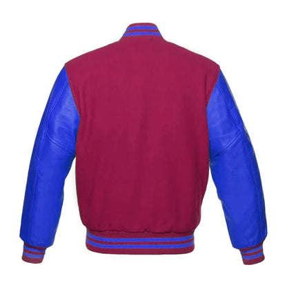 Hot Pink and Royal Blue Varsity Jacket Back Side