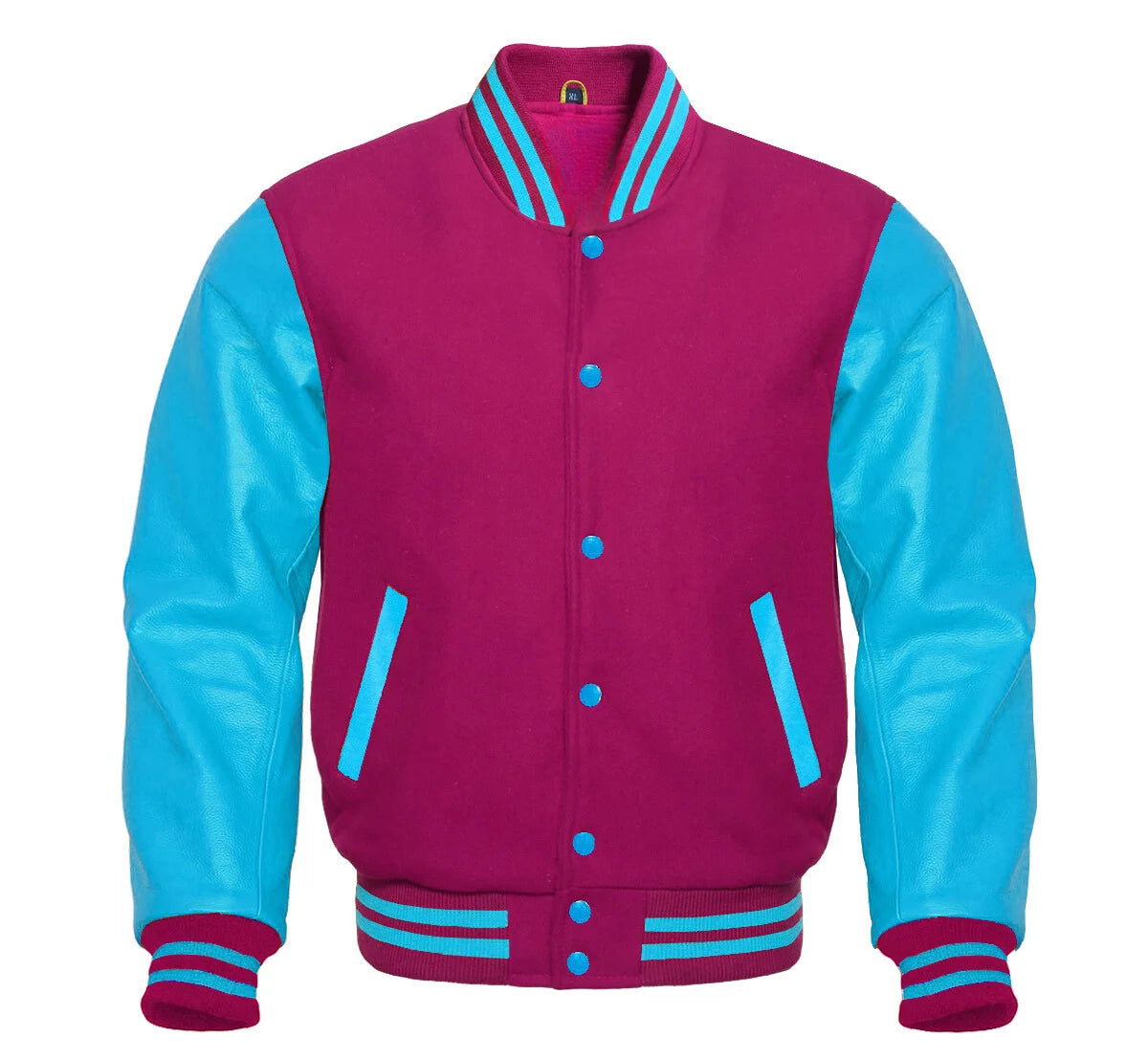 Hot Pink Varsity Jacket Mens Front Side