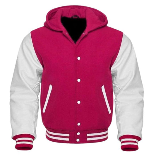 Hot Pink and White Varsity Hoodie