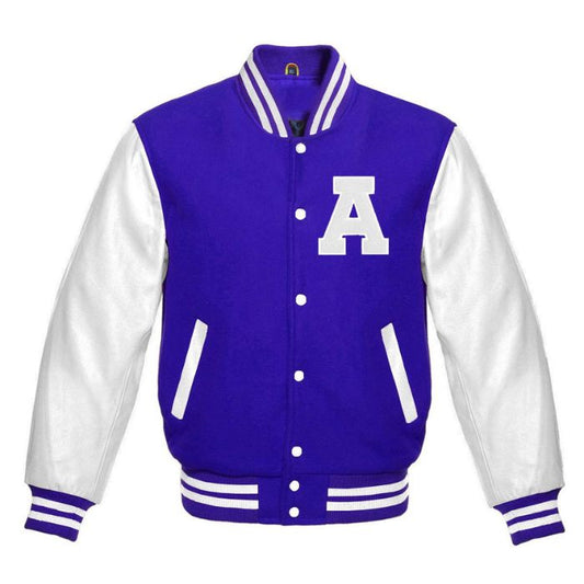 Letter A Letterman Jacket in Royal Blue/White