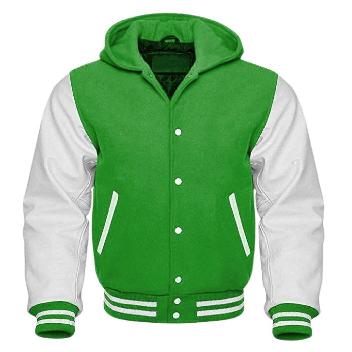 Lime Green and White Letterman Hoodie