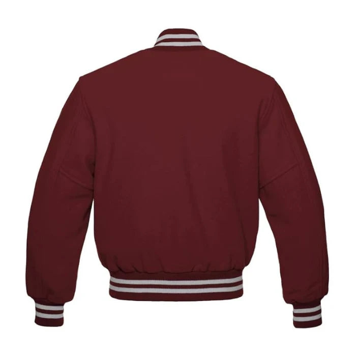 Maroon All Wool Varsity Jacket Back Side